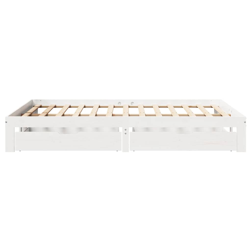Bed Frame with Drawers without Mattress White 135x190 cm Double