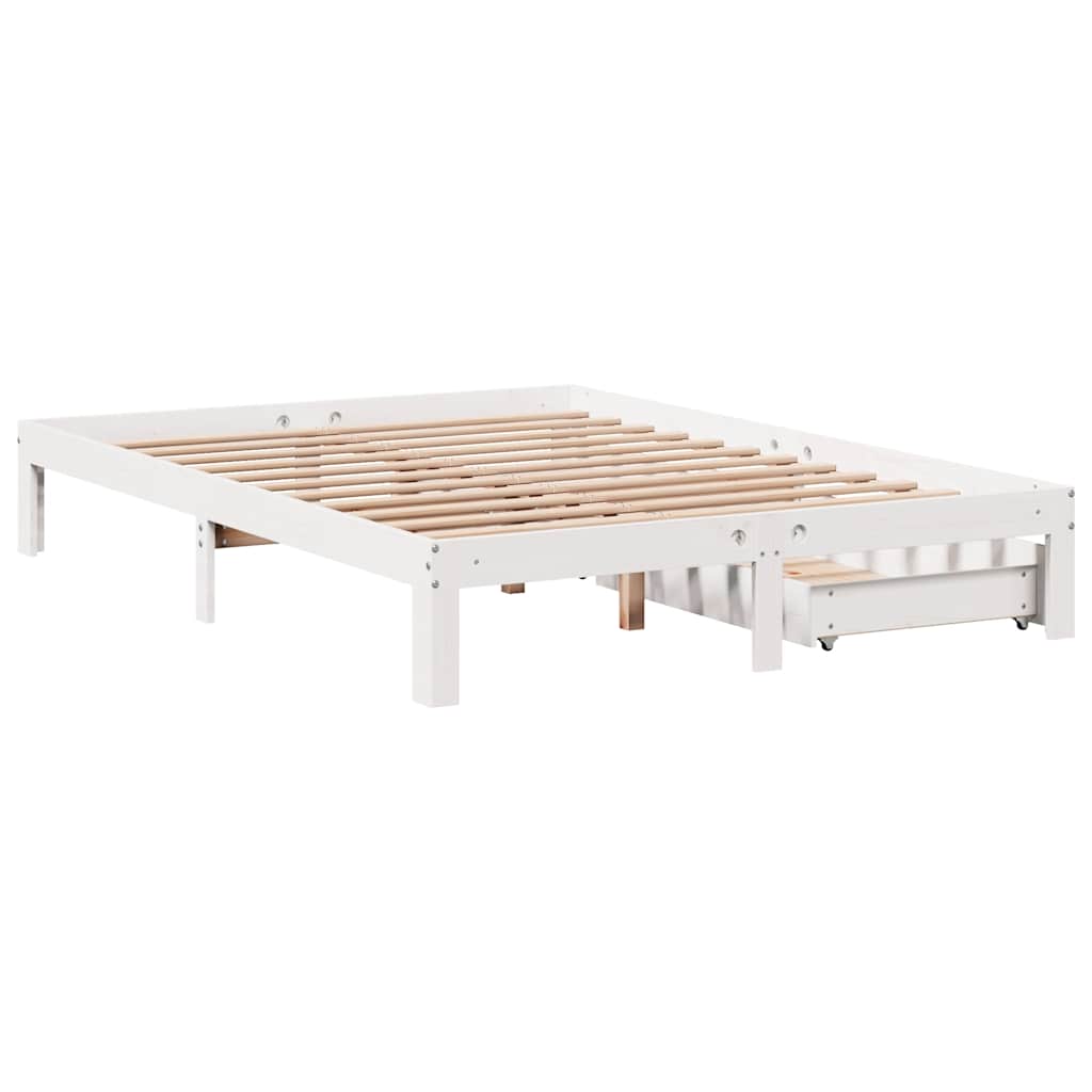 Bed Frame with Drawers without Mattress White 135x190 cm Double