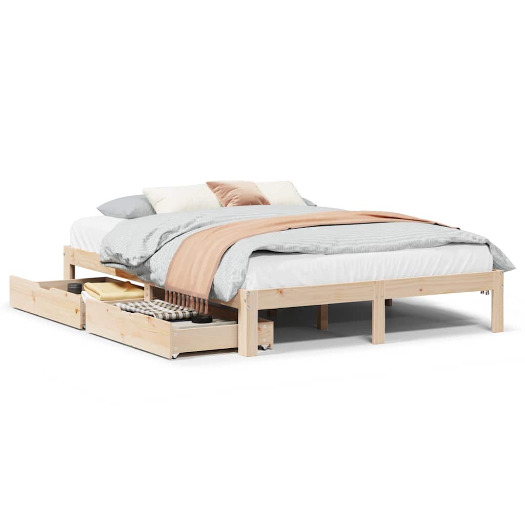 Bed Frame with Drawers without Mattress 140x200 cm