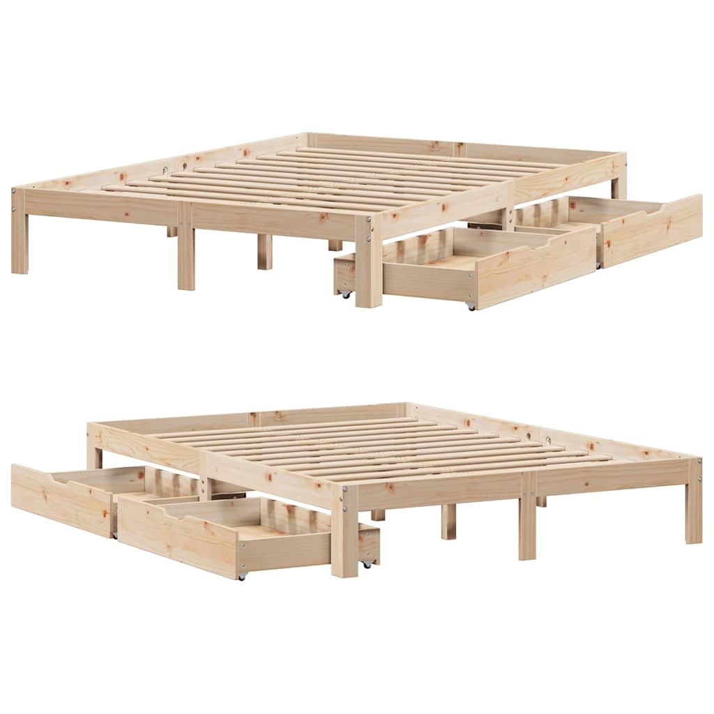 Bed Frame with Drawers without Mattress 140x200 cm