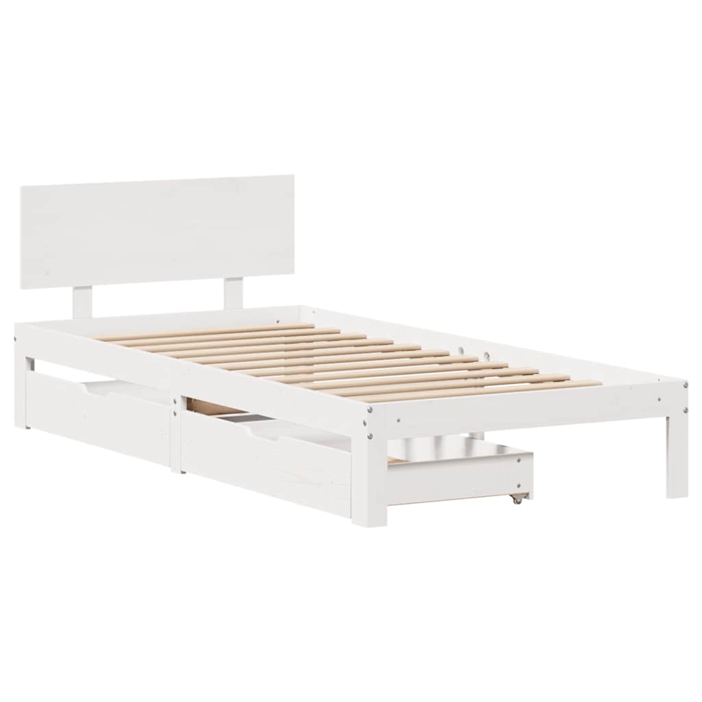 Bed Frame with Drawers without Mattress White 90x190 cm Single