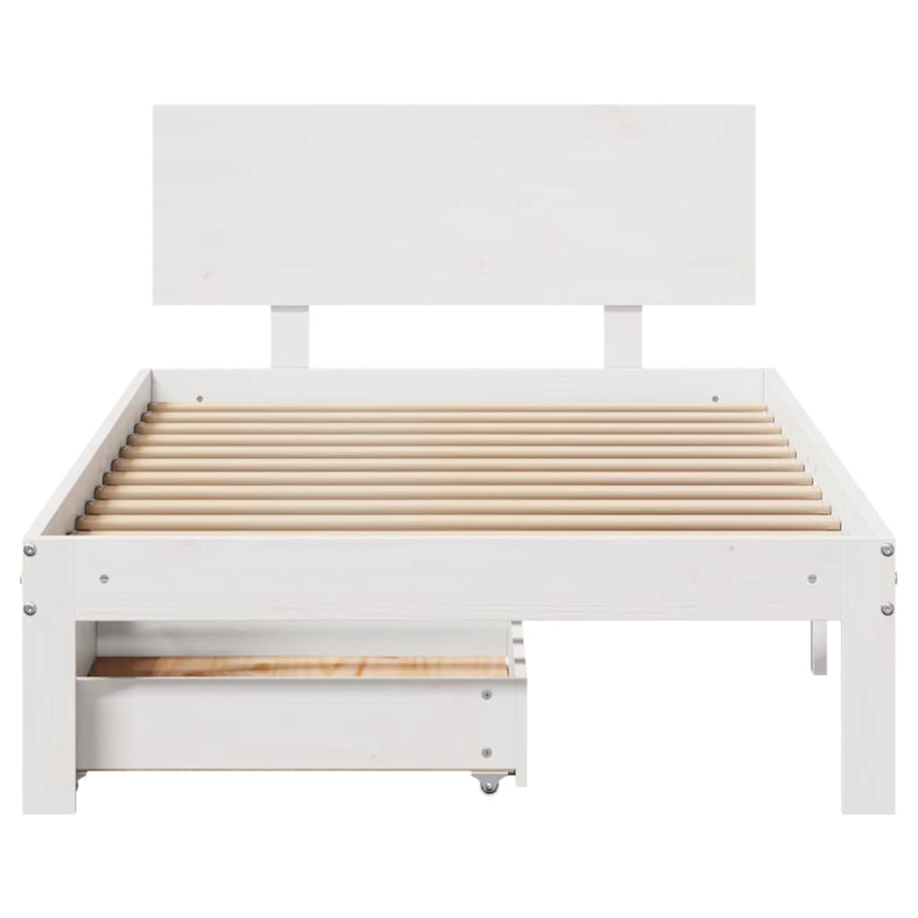 Bed Frame with Drawers without Mattress White 90x190 cm Single