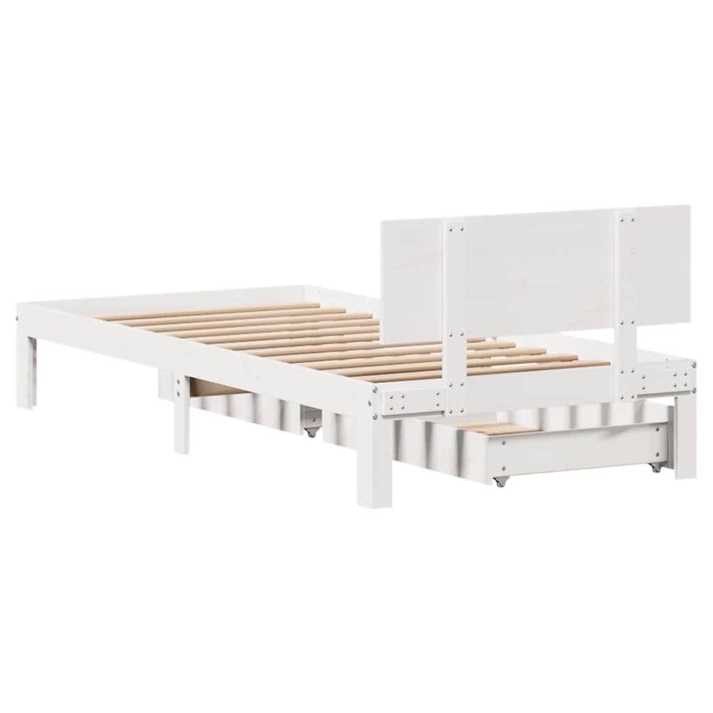 Bed Frame with Drawers without Mattress White 90x190 cm Single
