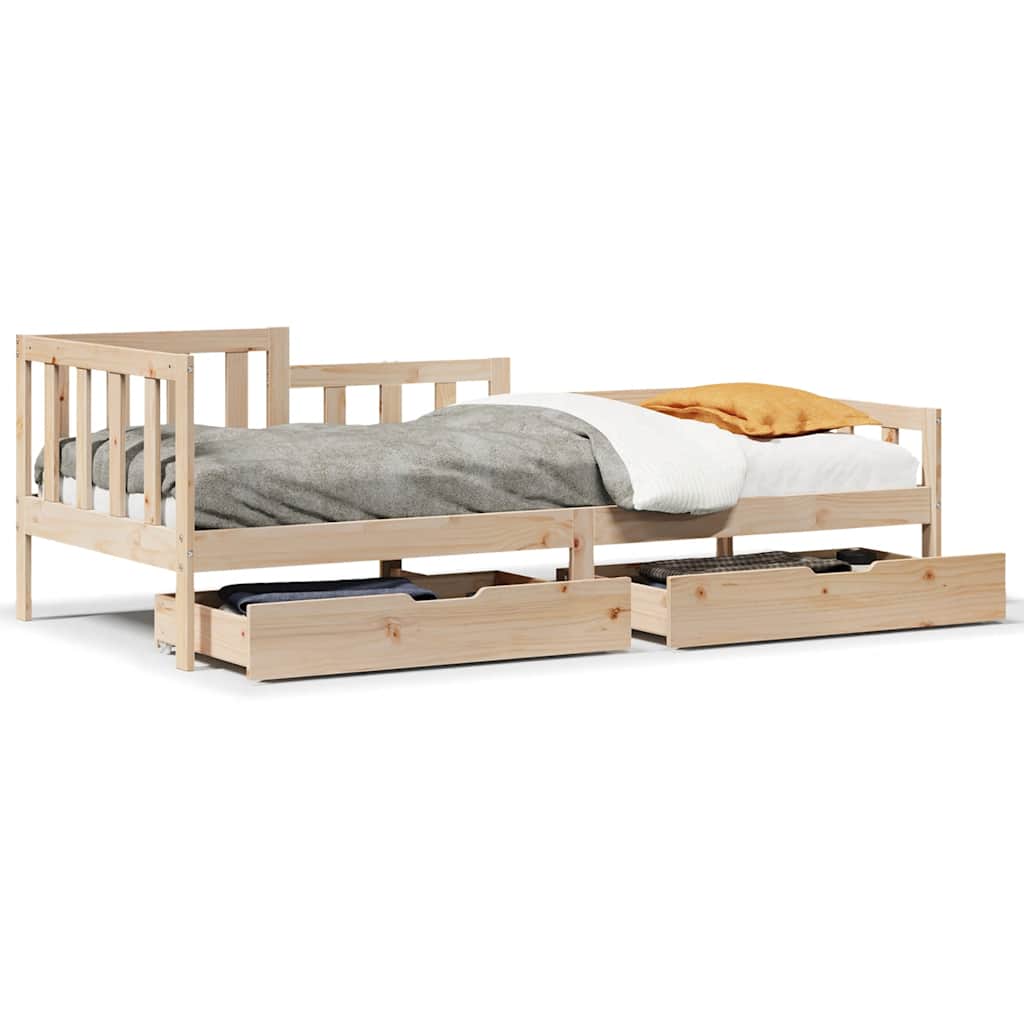 Daybed with Drawers without Mattress 90x200 cm Solid Wood