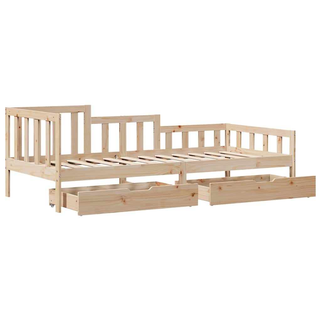 Daybed with Drawers without Mattress 90x200 cm Solid Wood