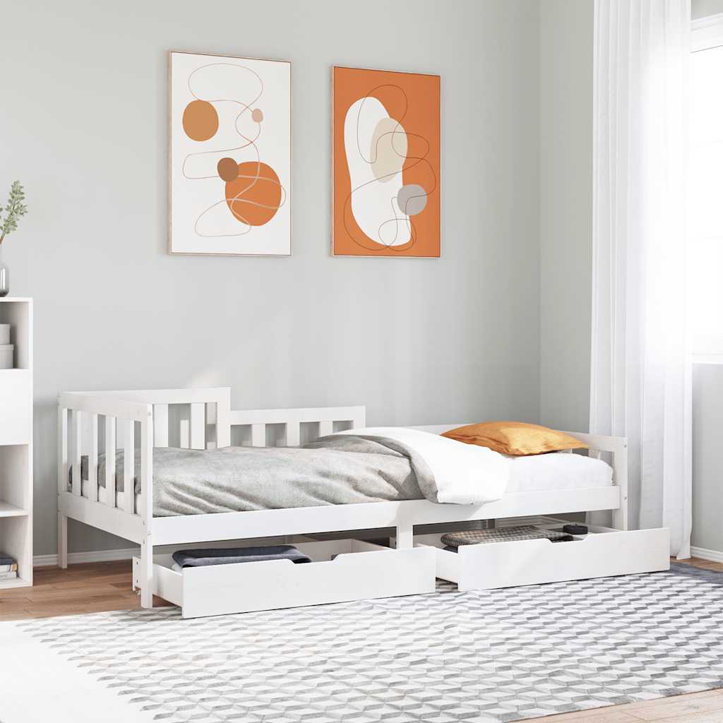 Daybed with Drawers without Mattress White 80x200 cm Solid Wood
