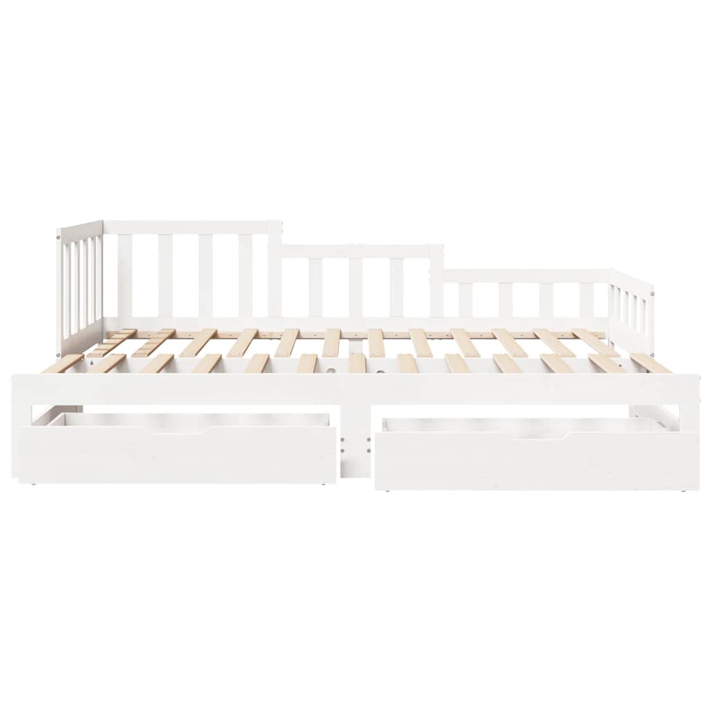 Daybed with Trundle and Drawers without Mattress White 80x200 cm