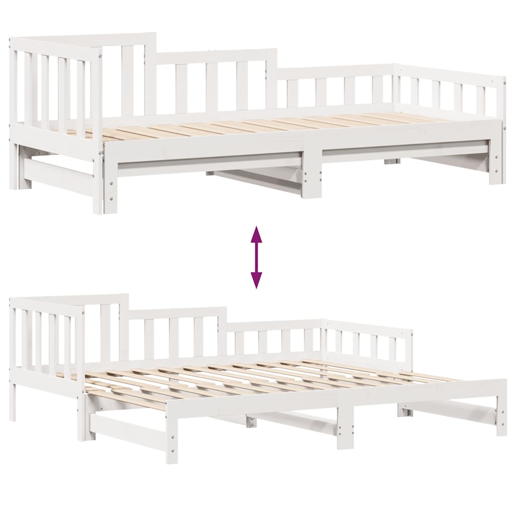 Daybed with Trundle and Drawers without Mattress White 80x200 cm