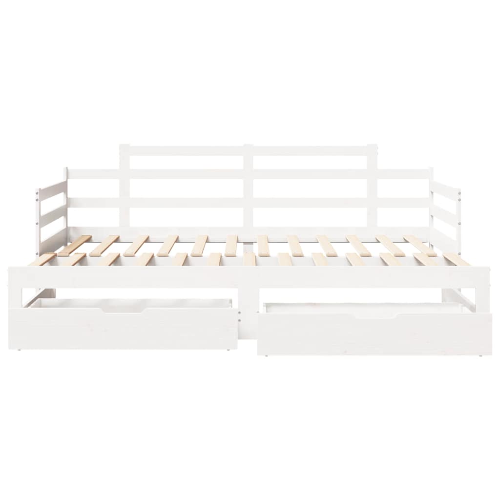 Daybed with Trundle and Drawers without Mattress White 90x200 cm