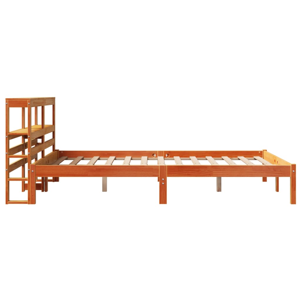 Bed Frame with Headboard without Mattress Wax Brown 135x190 cm Double