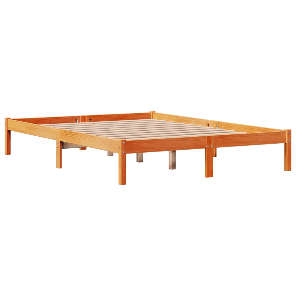 Bed Frame with Headboard without Mattress Wax Brown 135x190 cm Double
