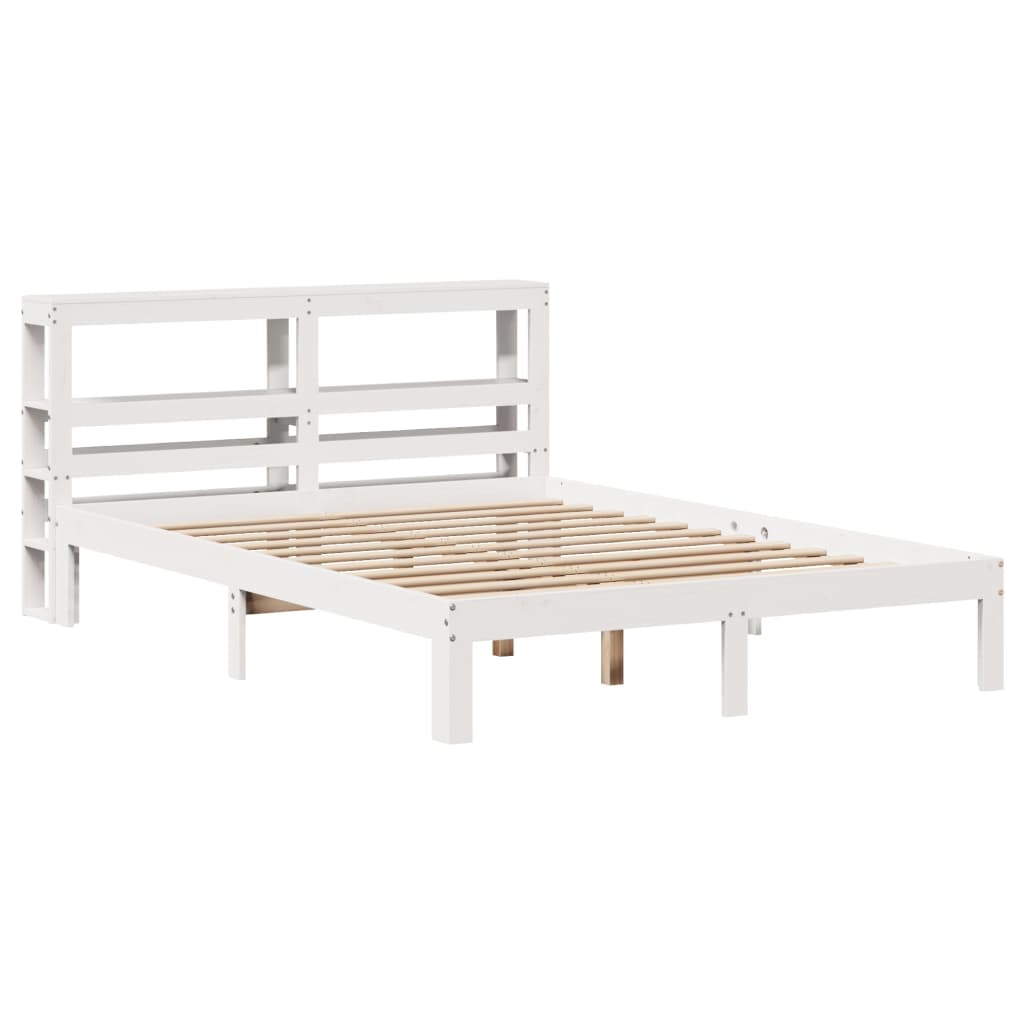 Bed Frame with Headboard without Mattress White 140x190 cm