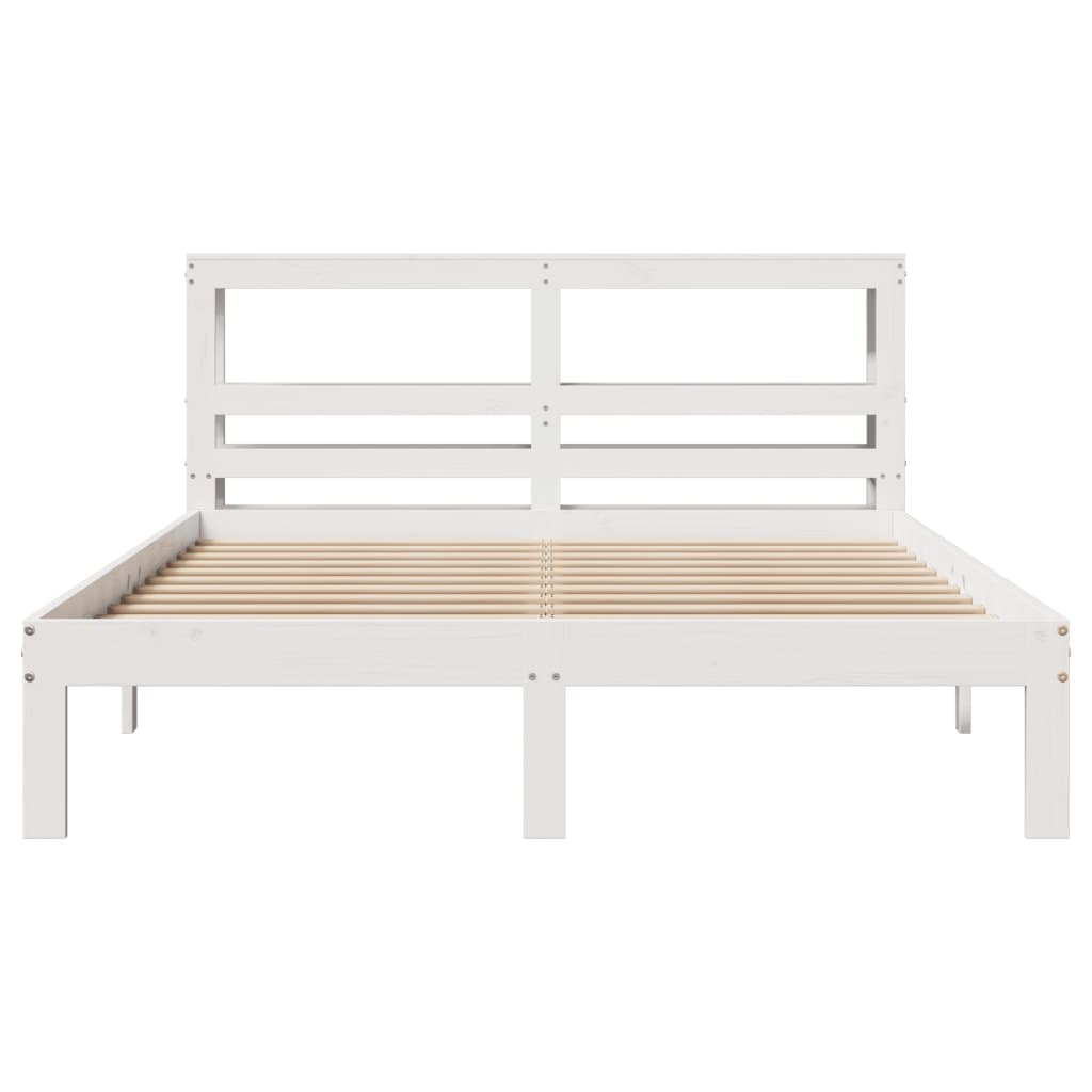 Bed Frame with Headboard without Mattress White 140x190 cm