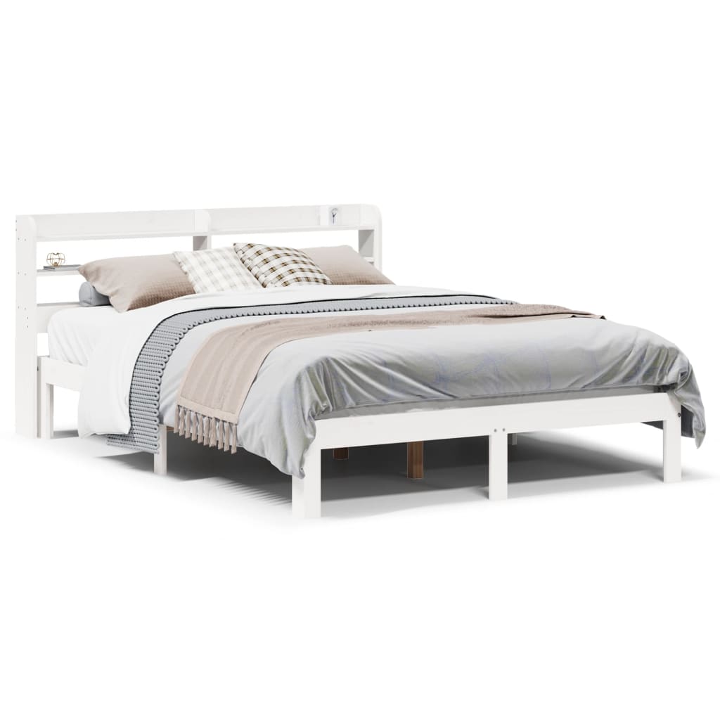 Bed Frame with Headboard without Mattress White 135x190 cm Double