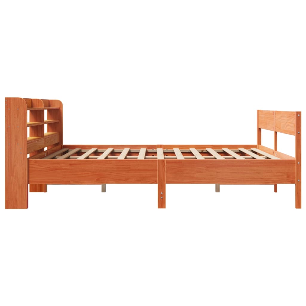 Bed Frame without Mattress Wax Brown 200x200 cm Solid Wood Pine