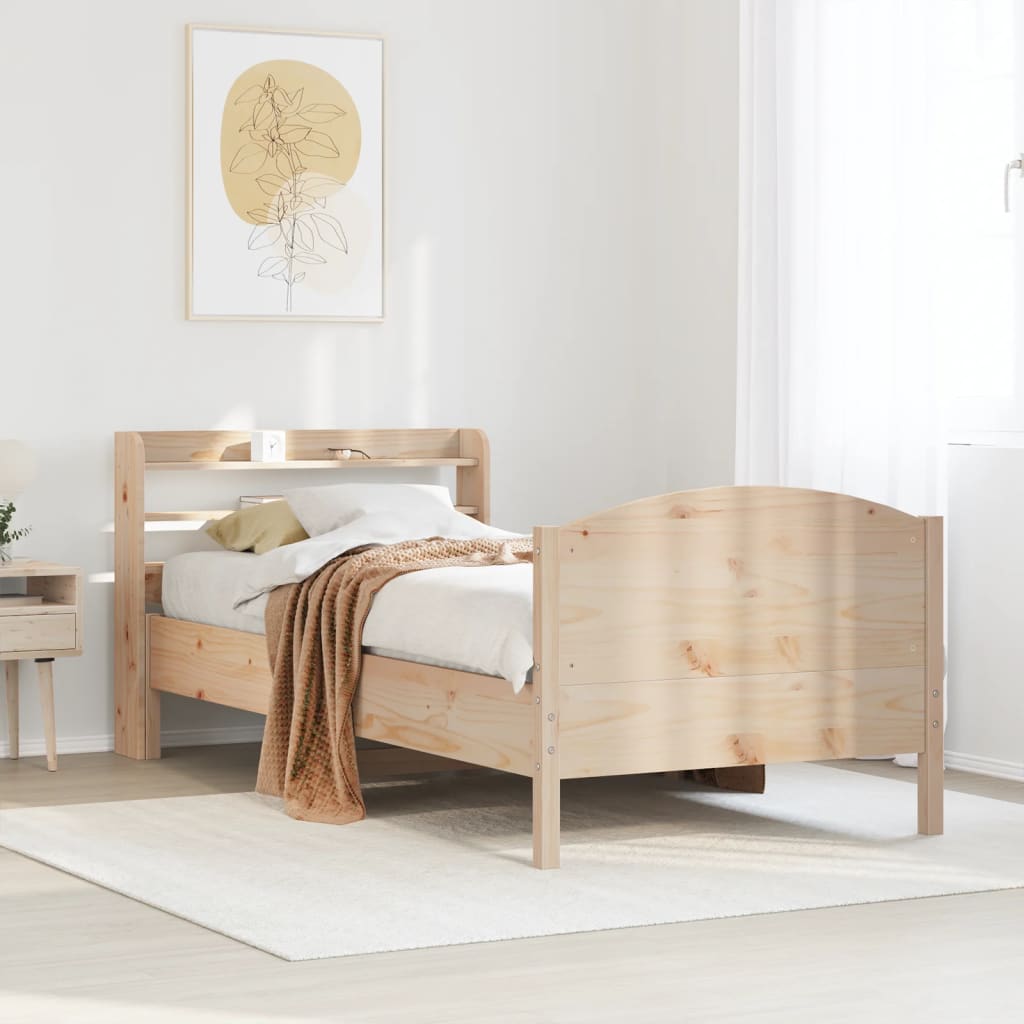 Bed Frame without Mattress 75x190 cm Small Single Solid Wood Pine