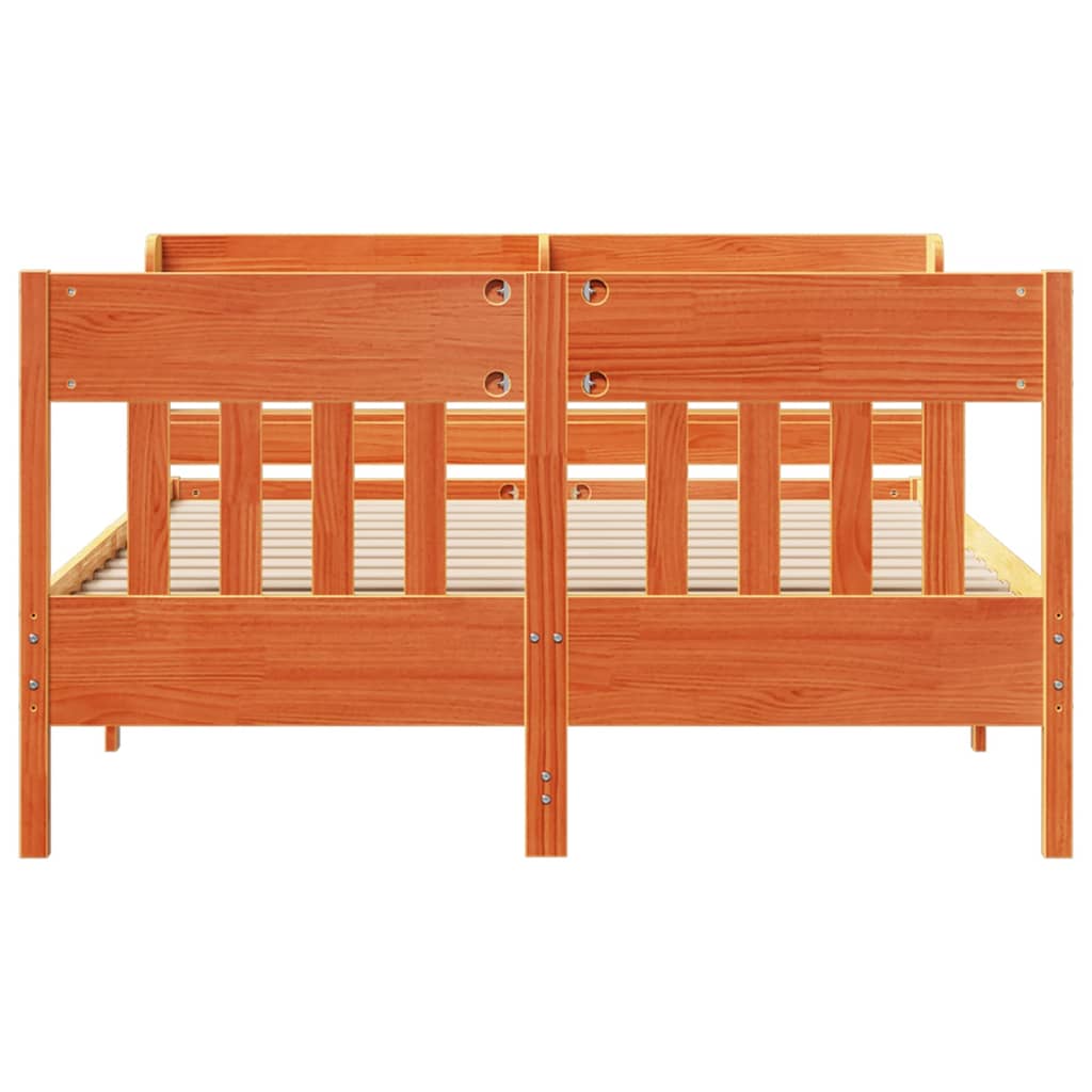 Bed Frame without Mattress Wax Brown 140x190 cm Solid Wood Pine