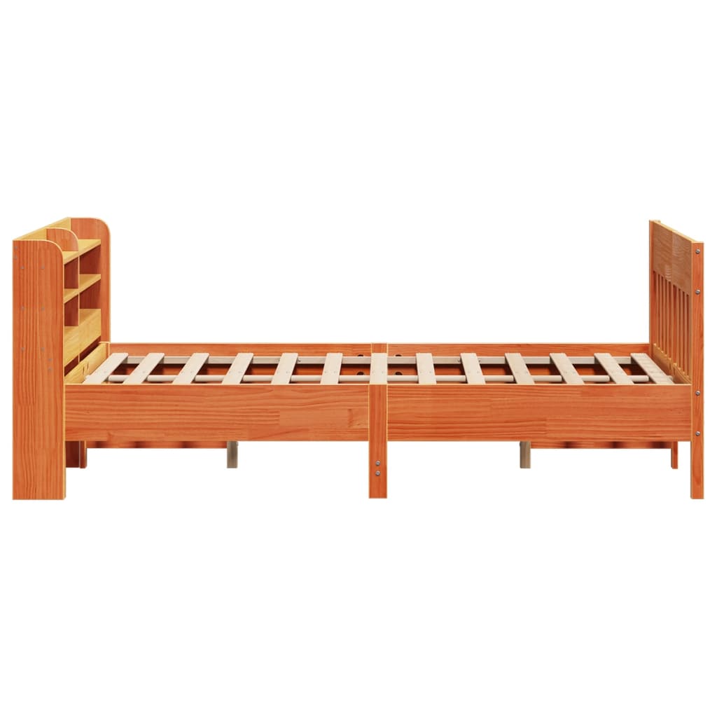 Bed Frame without Mattress Wax Brown 140x190 cm Solid Wood Pine