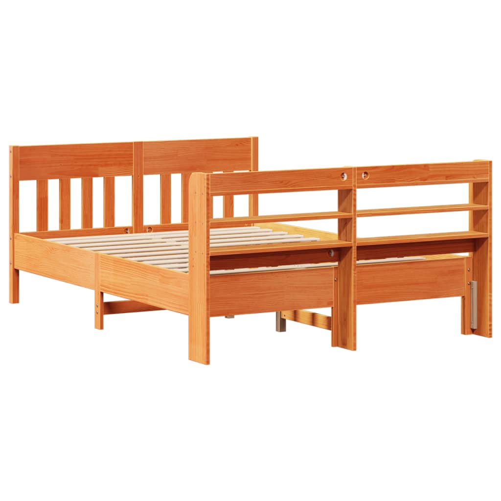 Bed Frame without Mattress Wax Brown 140x190 cm Solid Wood Pine