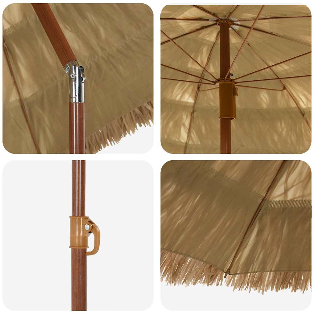 Beach Parasol Brown Ø 160 x 196 cm Steel