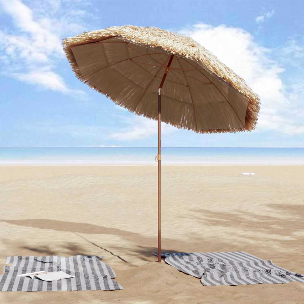Beach Parasol Brown Ø 160 x 196 cm Steel