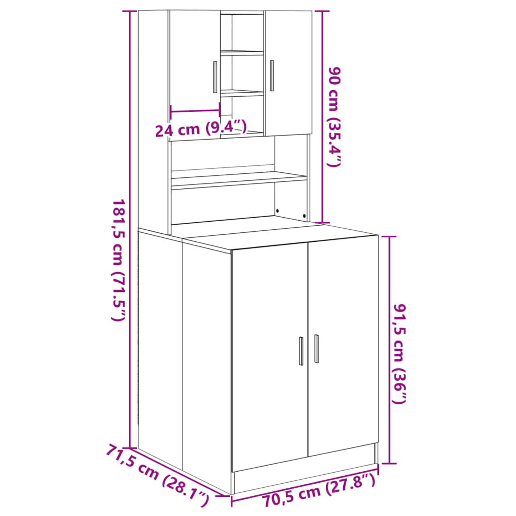 Washing Machine Cabinets 2 pcs Sonoma Oak Engineered wood