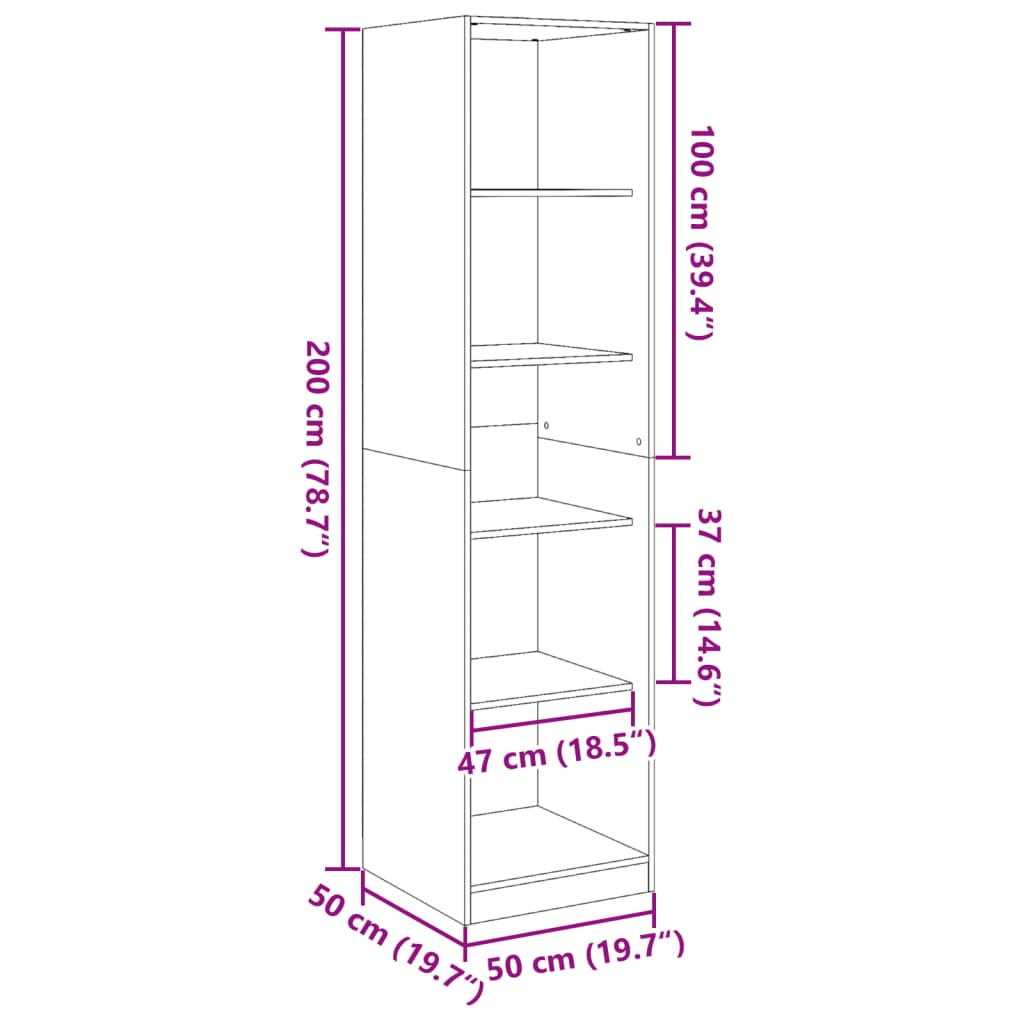 Wardrobe Artisian Oak 50x50x200 cm Engineered Wood