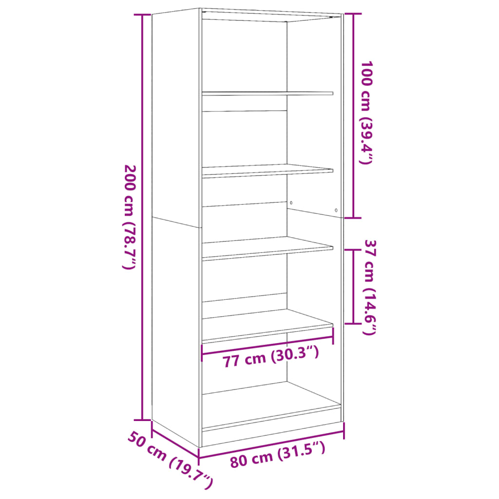 Wardrobe Artisian Oak 80x50x200 cm Engineered Wood