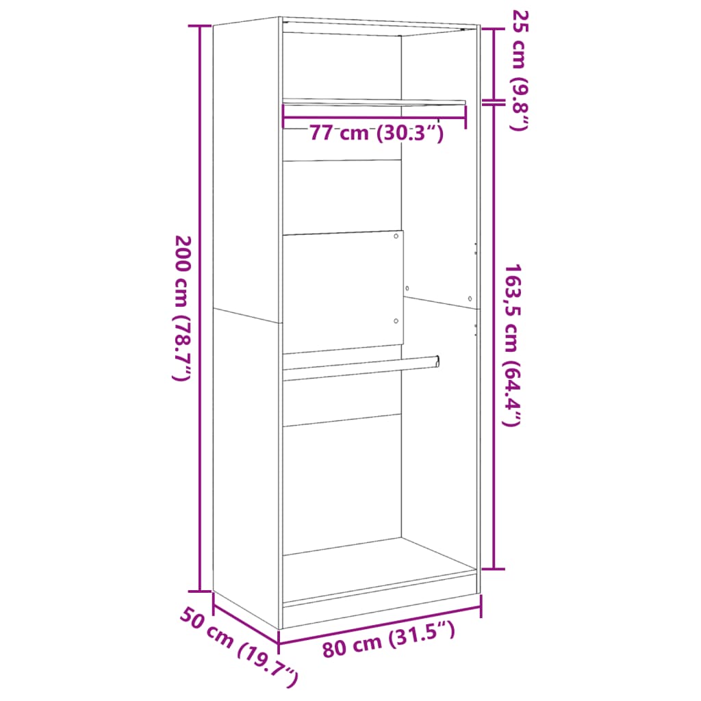 Wardrobe Artisian Oak 80x50x200 cm Engineered Wood