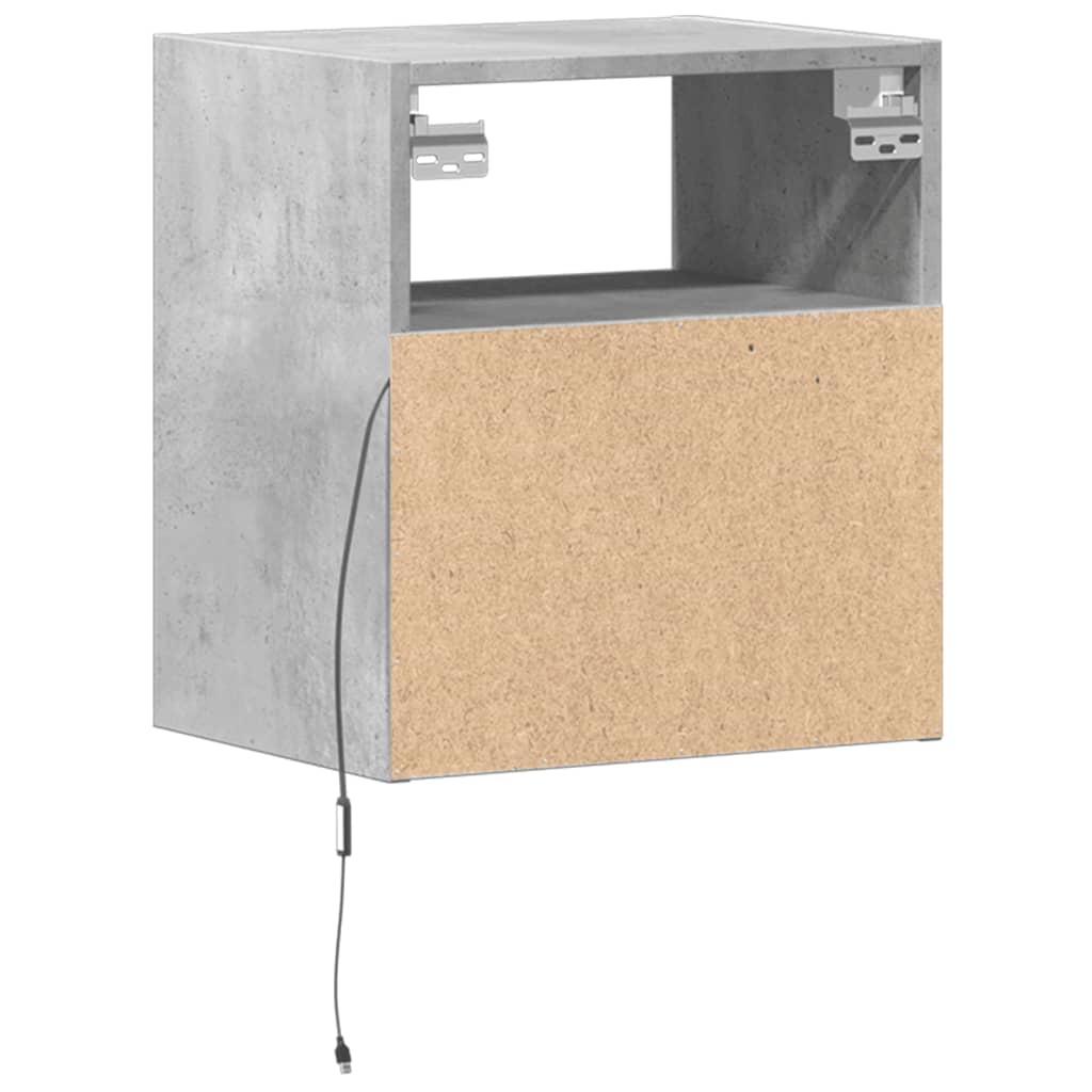 Wall-mounted Bedside Cabinets with LED Lights 2 pcs Concrete Grey