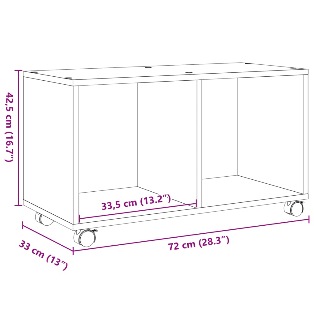  Rolling Cabinet Sonoma Oak 72x33x42.5 cm Engineered Wood