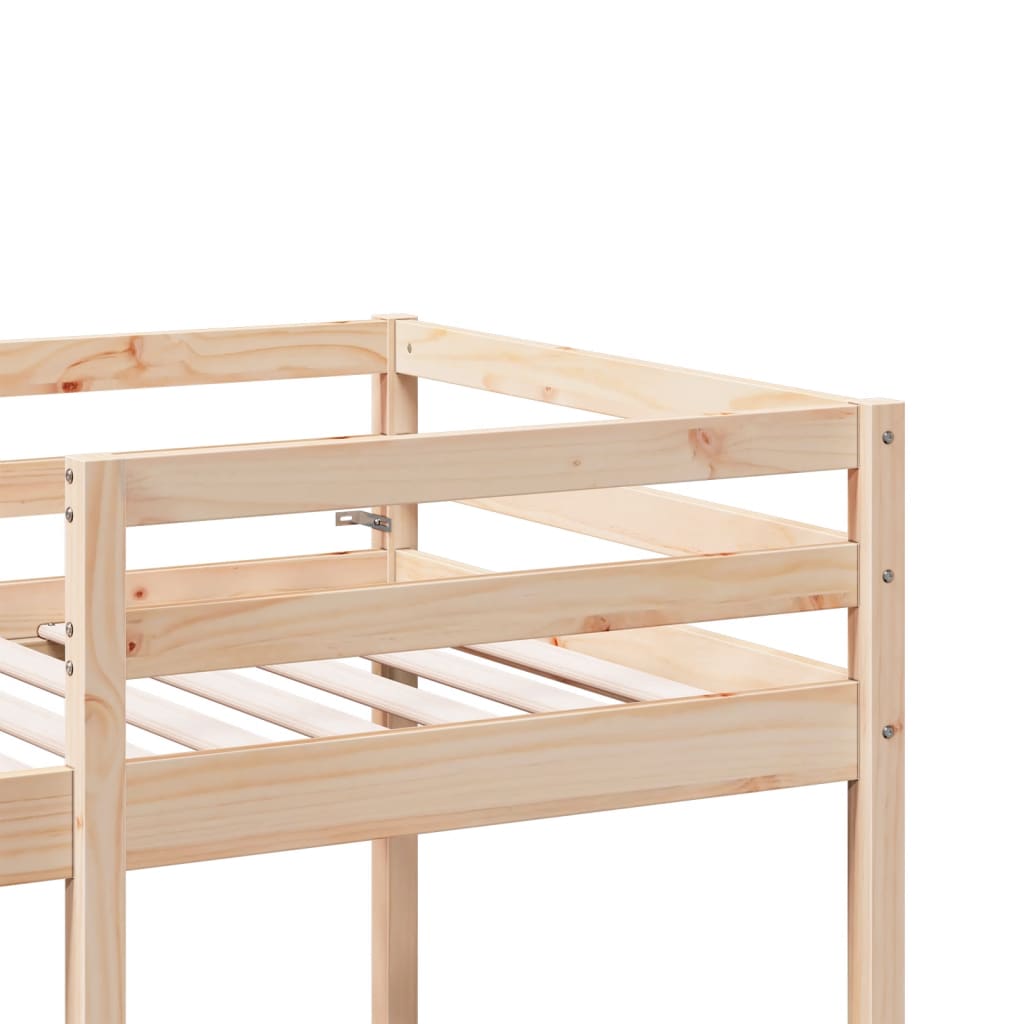 Loft Bed Frame with Desk and Chairs 80x200cm Solid Wood Pine