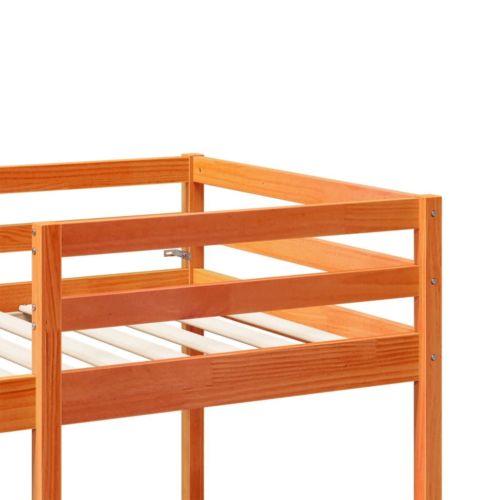 Loft Bed Frame with Desk and Chairs Wax Brown 75x190cm Solid Wood Pine