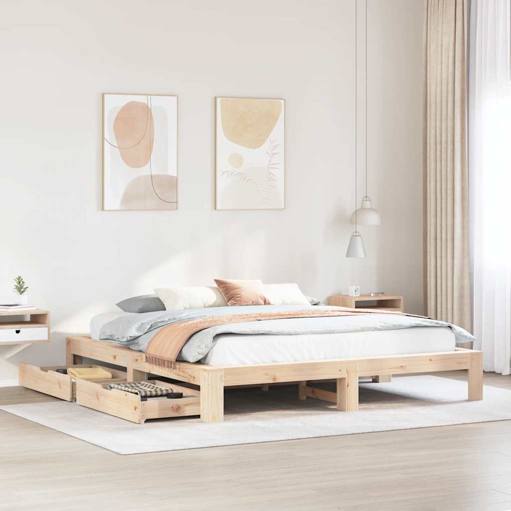 Bed Frame without Mattress 180x200 cm Super King Solid Wood Pine