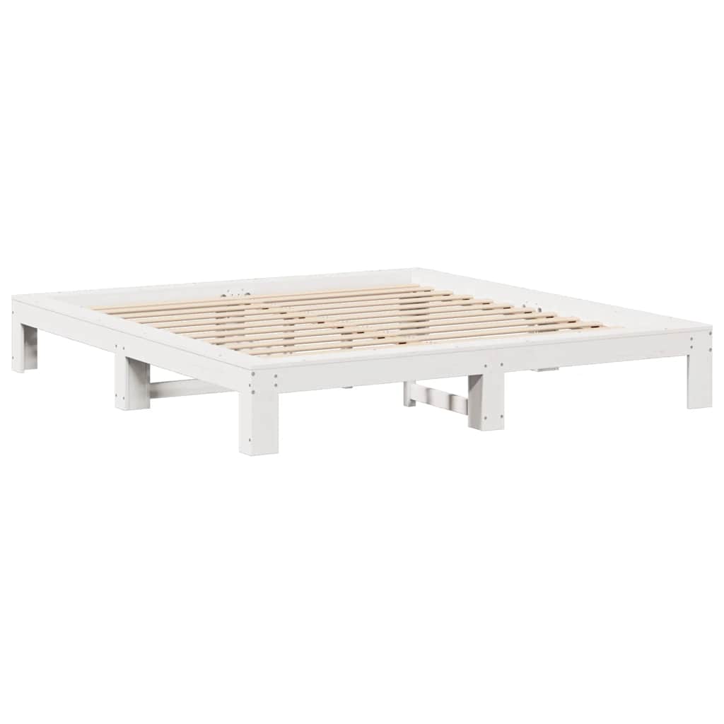 Bed Frame without Mattress White 150x200 cm King Size Solid Wood Pine