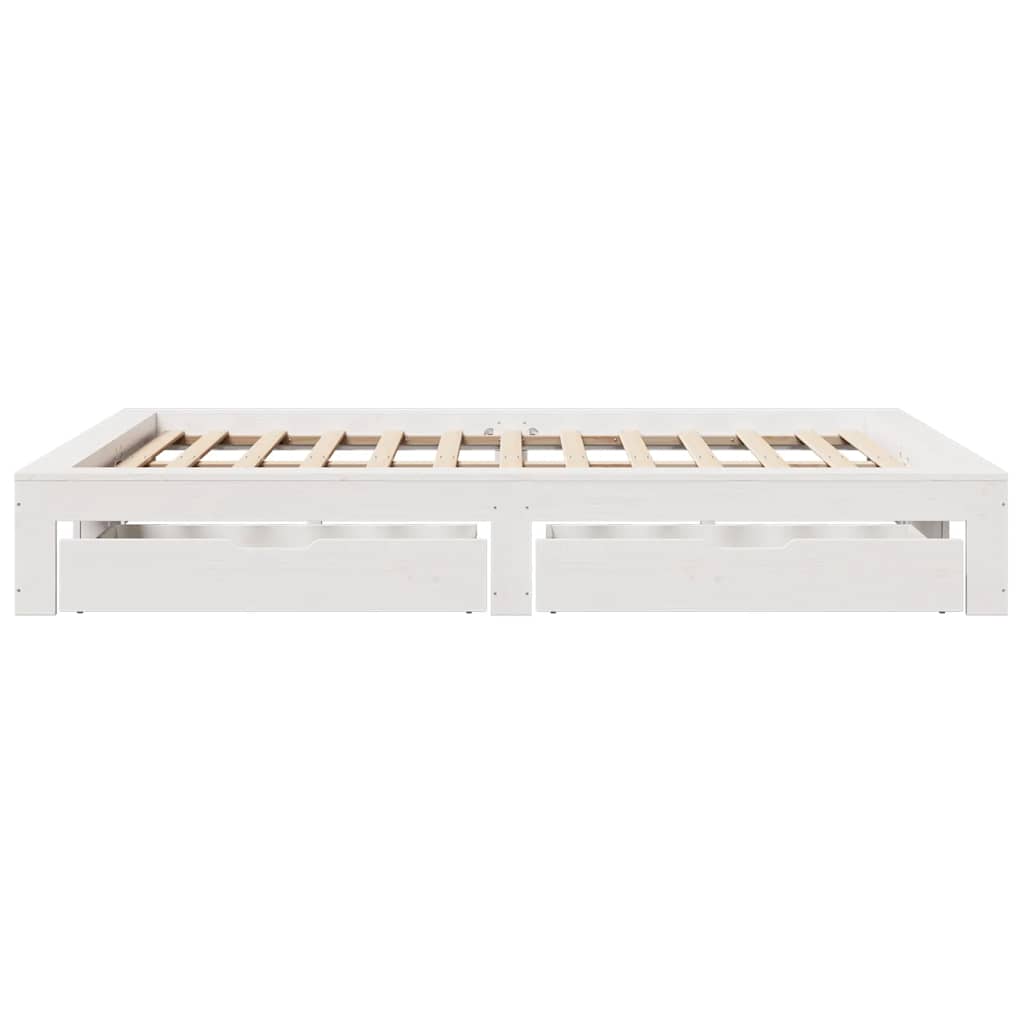 Bed Frame without Mattress White 150x200 cm King Size Solid Wood Pine