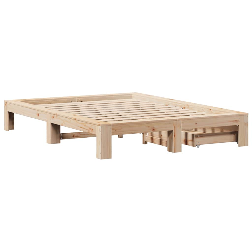 Bed Frame without Mattress 140x200 cm Solid Wood Pine