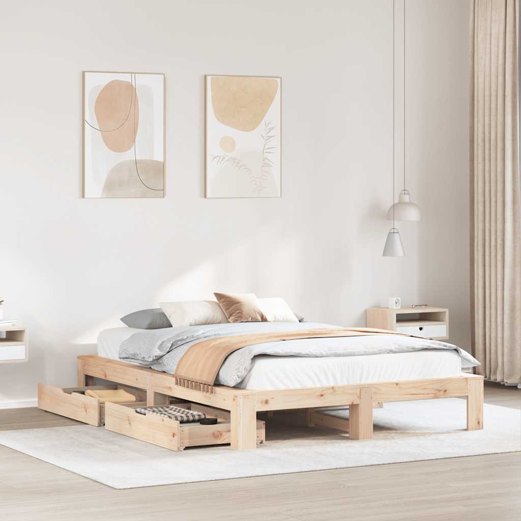 Bed Frame without Mattress 140x200 cm Solid Wood Pine