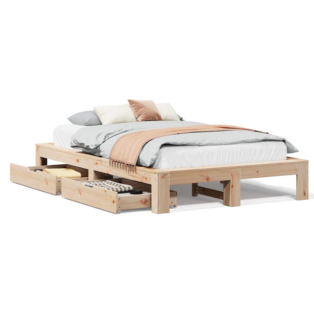 Bed Frame without Mattress 120x190 cm Small Double Solid Wood Pine