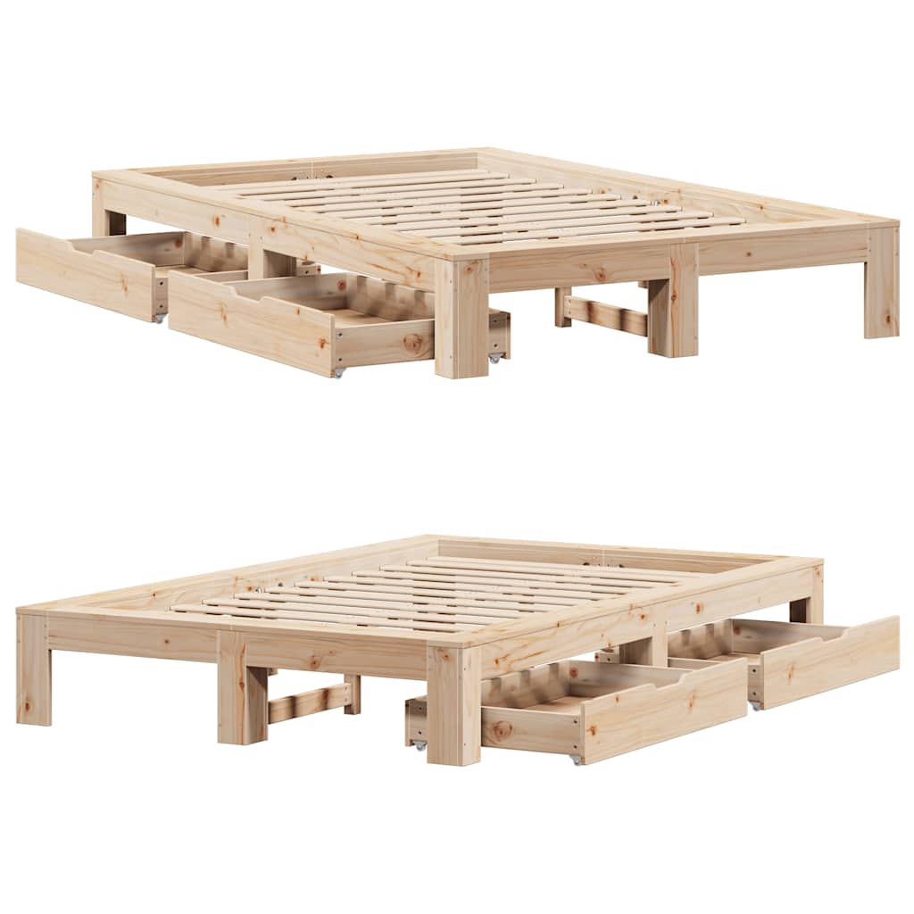 Bed Frame without Mattress 120x190 cm Small Double Solid Wood Pine
