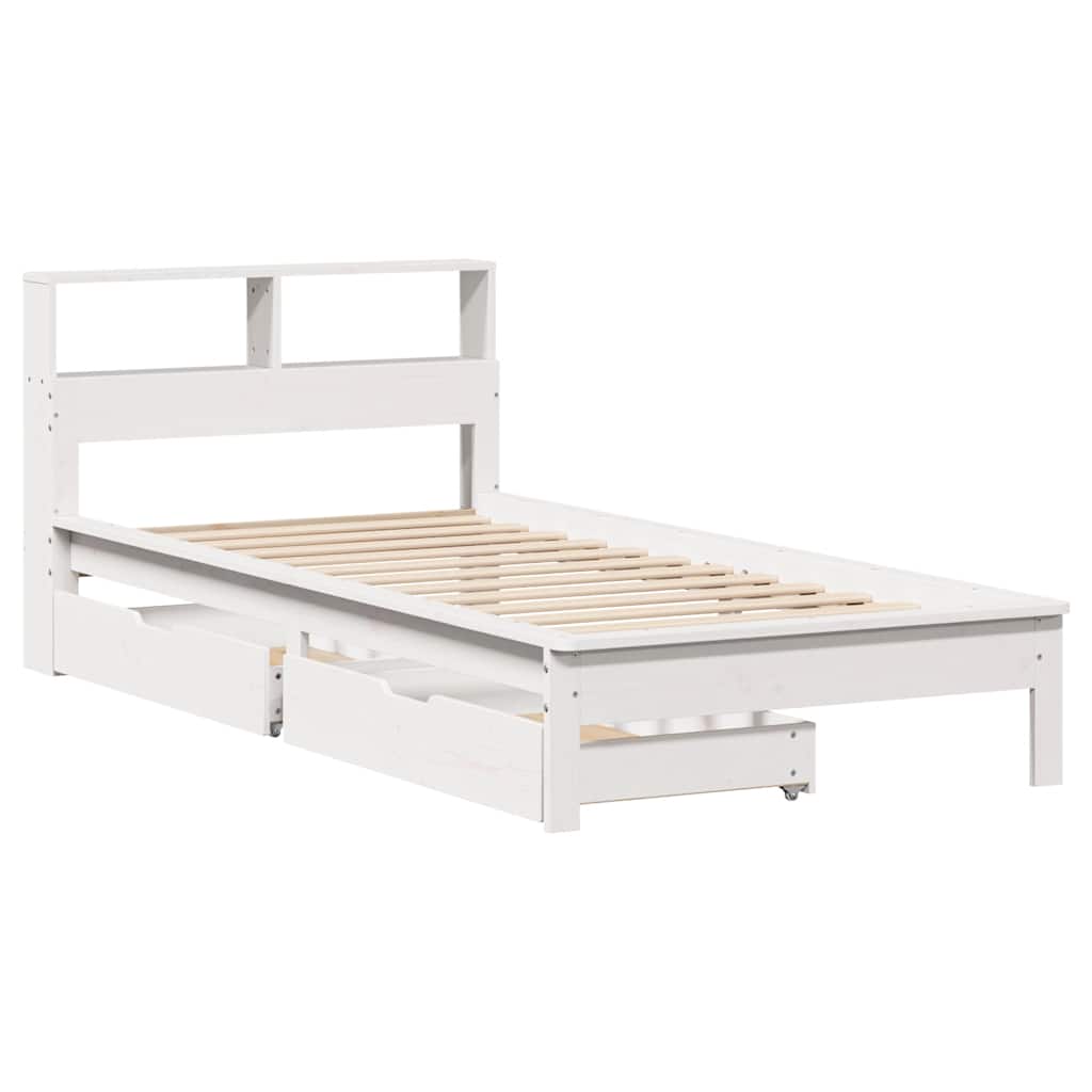 Bookcase Bed without Mattress White 100x200 cm Solid Wood Pine