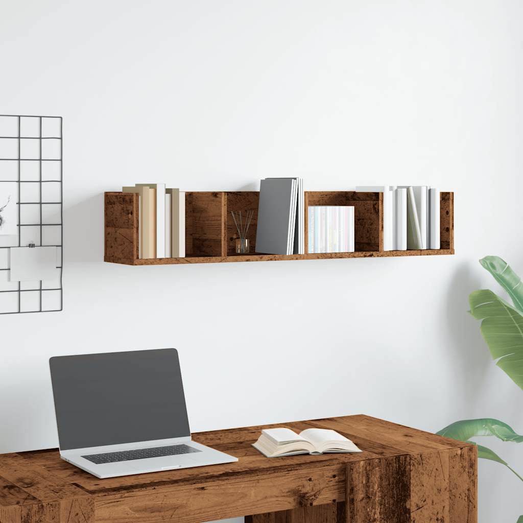 CD Wall Shelf Old Wood 100x18x18 cm Engineered Wood