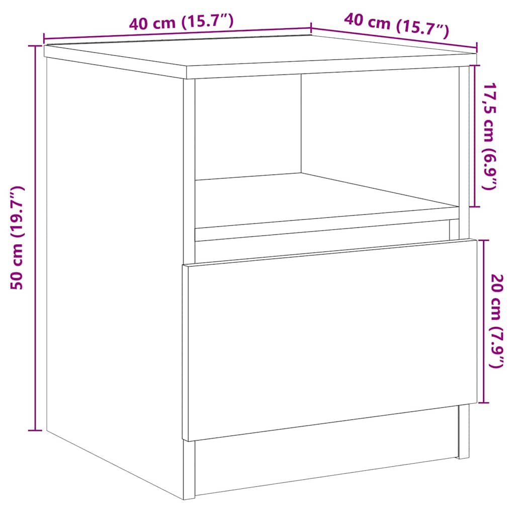 Bedside Cabinets 2 pcs Artisan Oak 40x40x50 cm Engineered Wood