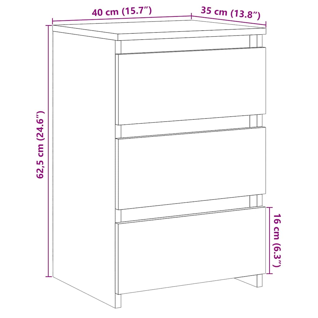 Bedside Cabinets 2 pcs Old Wood 40x35x62.5 cm Engineered Wood