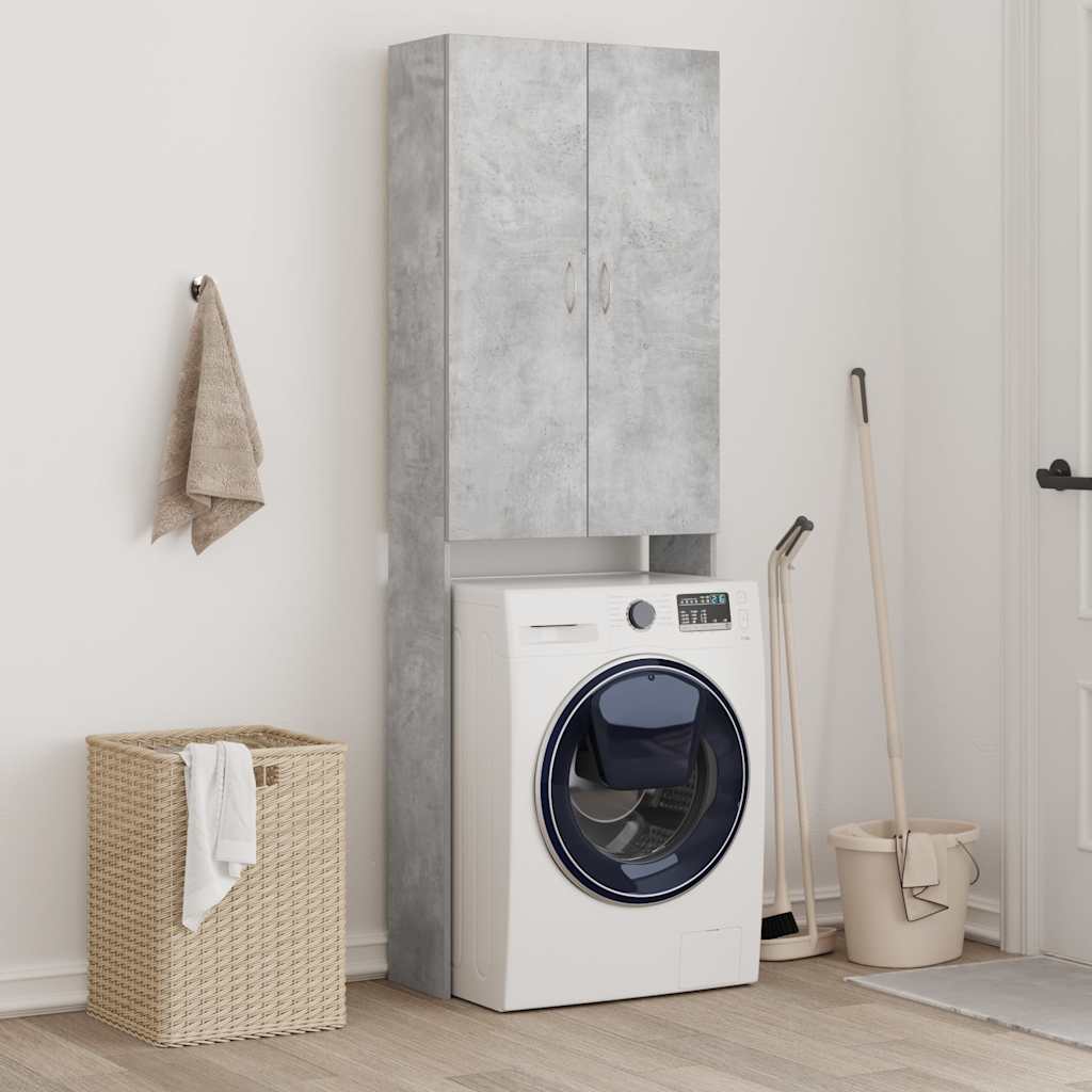 Washing Machine Cabinet Concrete Grey 64x25.5x190 cm