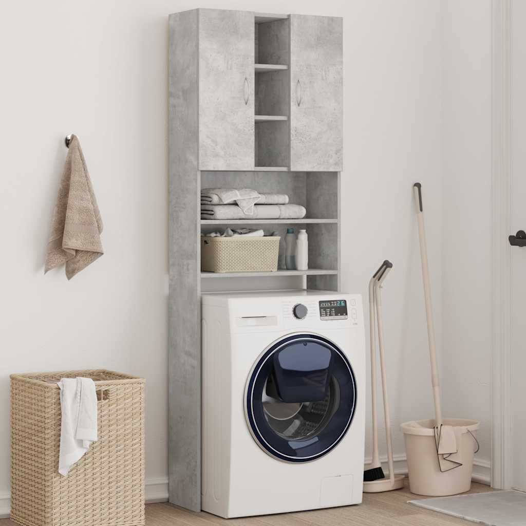 Washing Machine Cabinet Concrete Grey 64x25.5x190 cm