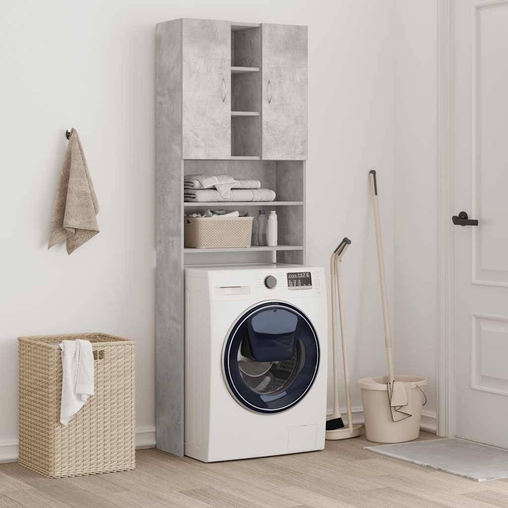 Washing Machine Cabinet Concrete Grey 64x25.5x190 cm