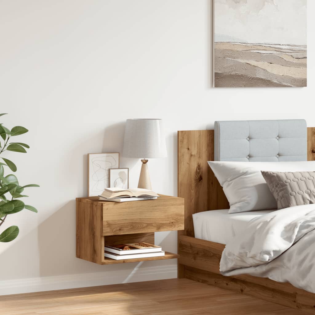 Wall-mounted Bedside Cabinet Artisian Oak