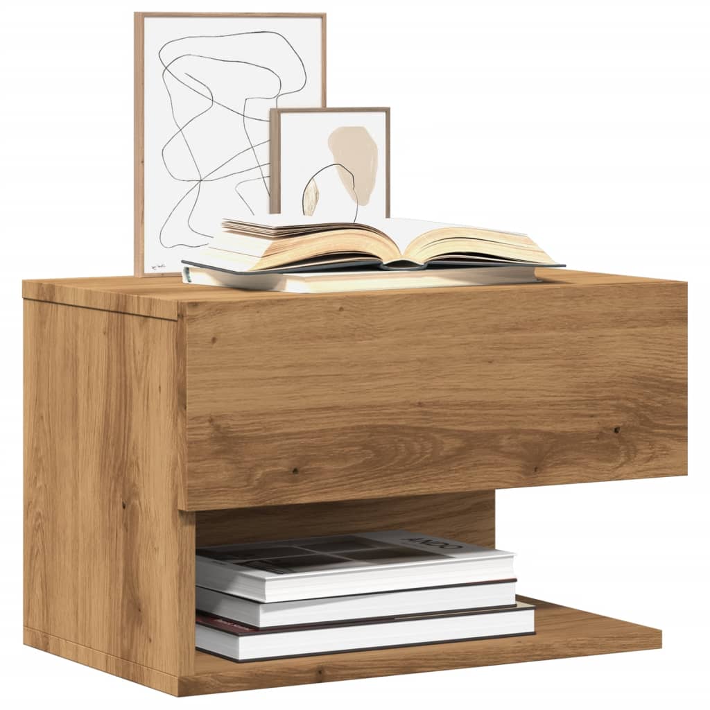 Wall-mounted Bedside Cabinet Artisian Oak