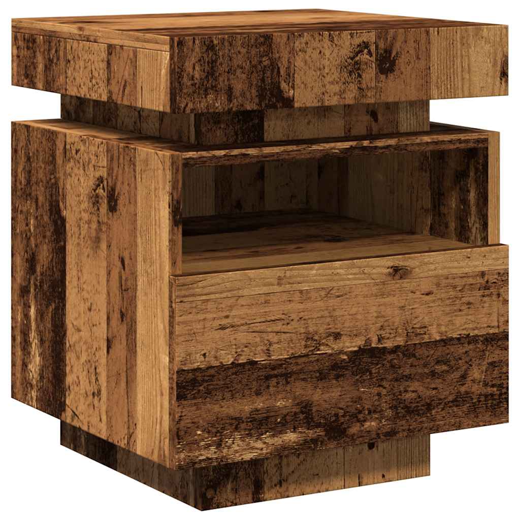 Bedside Cabinet with LED Lights Old Wood 40x39x48.5 cm
